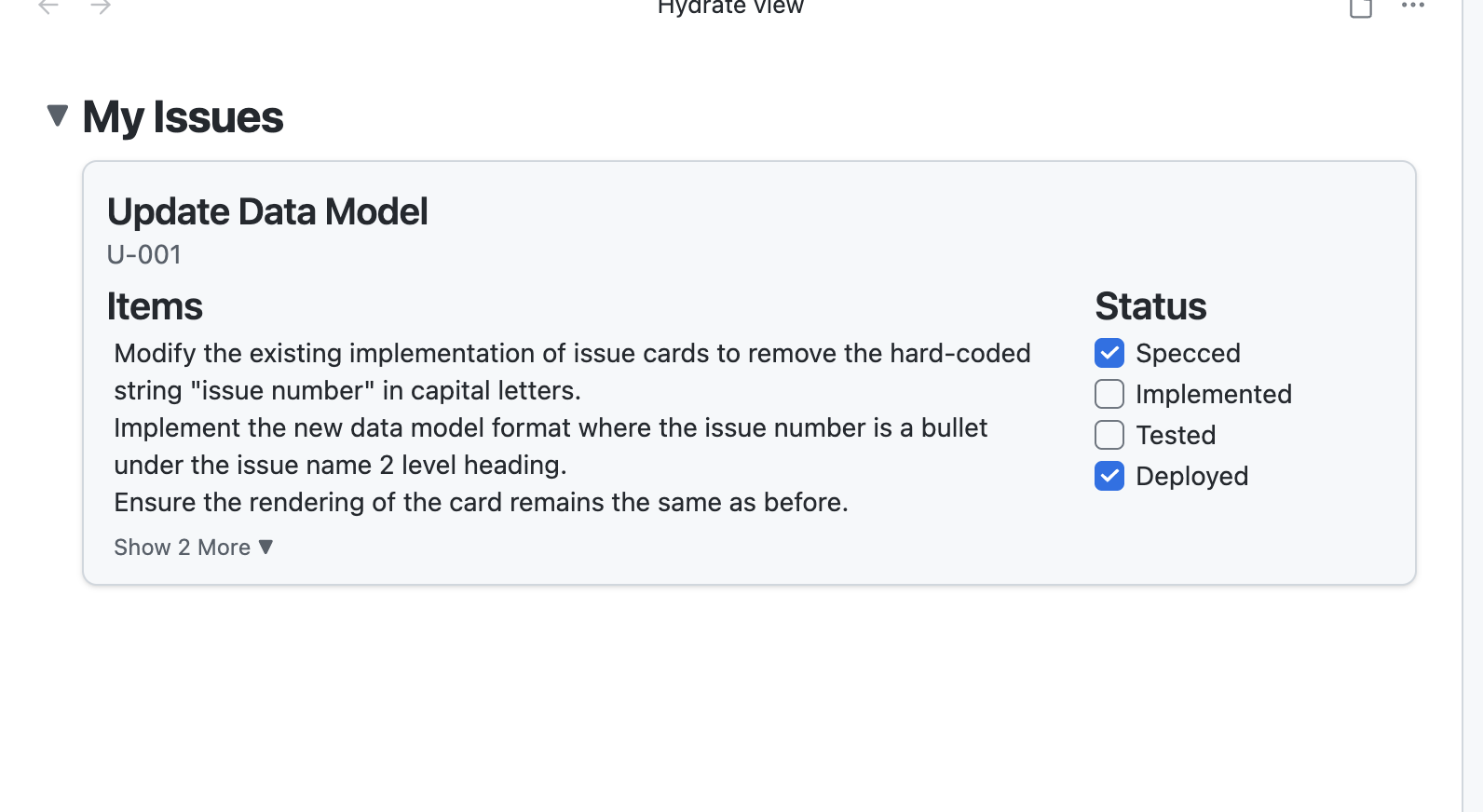 Hydrate Issue Board with groups and task cards